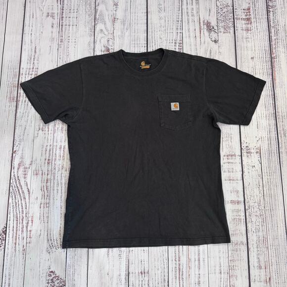 Carhartt Other - Carhartt K87 Pocket T-Shirt L Black Heavyweight Faded Workwear Rugged Streetwear